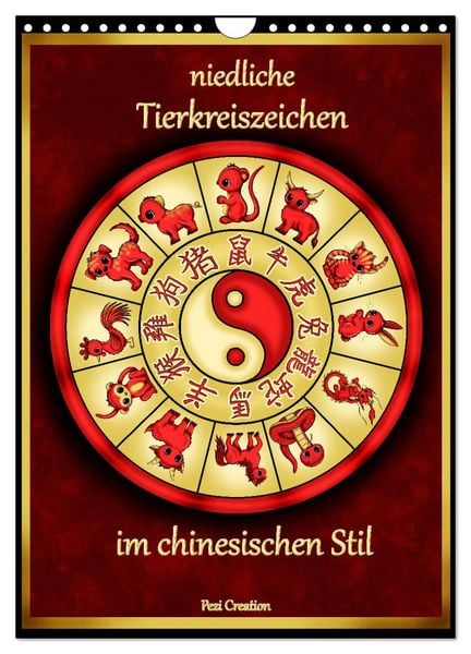 Produktbild: niedliche Tierkreiszeichen im chinesischem Stil (Wandkalender 2026 DIN A4 hoch), CALVENDO Monatskalender