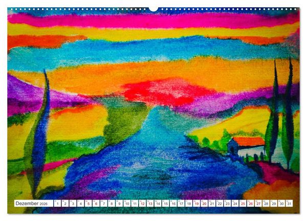 Produktbild: Roland Reiff Aquarelle Himmelslanschaften (hochwertiger Premium Wandkalender 2026 DIN A2 quer), Kunstdruck in Hochglanz