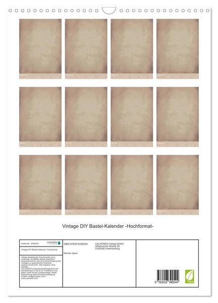 Produktbild: Vintage DIY Bastel-Kalender -Hochformat- (Wandkalender 2026 DIN A3 hoch), CALVENDO Monatskalender