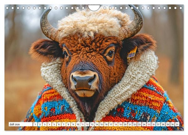 Produktbild: Strick-Pfoten - Flauschige Freunde in gestrickten Meisterwerken (Wandkalender 2026 DIN A4 quer), CALVENDO Monatskalender