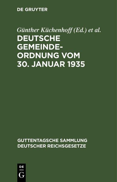 Produktbild: Deutsche Gemeindeordnung vom 30. Januar 1935
