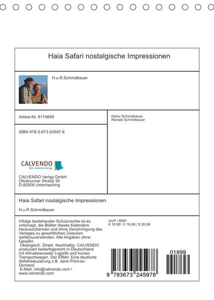 Produktbild: Schmidbauer, H: Haia Safari nostalgische Impressionen (Tisch