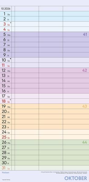 Produktbild: Superplaner Farbenfroh 2026 - Familien-Timer 22x45 cm - mit Ferienterminen - 3 Spalten - Wand-Planer - mit vielen Zusatzinformationen - Alpha Edition
