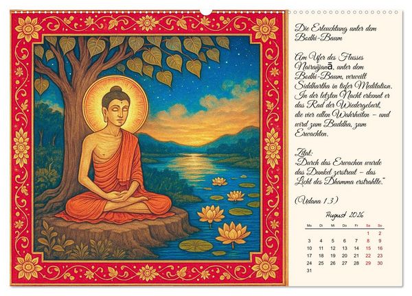 Produktbild: Siddhartas Pfad zum Buddha (Wandkalender 2026 DIN A2 quer), CALVENDO Monatskalender