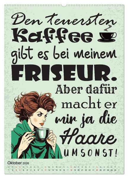 Produktbild: Haarige Friseurspr&uuml;che (Wandkalender 2026 DIN A2 hoch), CALVENDO Monatskalender