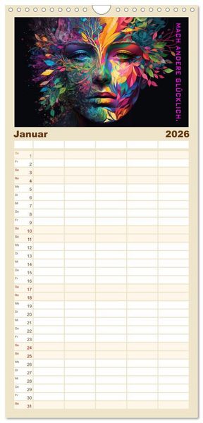 Produktbild: Familienplaner 2026 - Inneres Gleichgewicht mit 5 Spalten (Wandkalender, 21 x 45 cm) CALVENDO