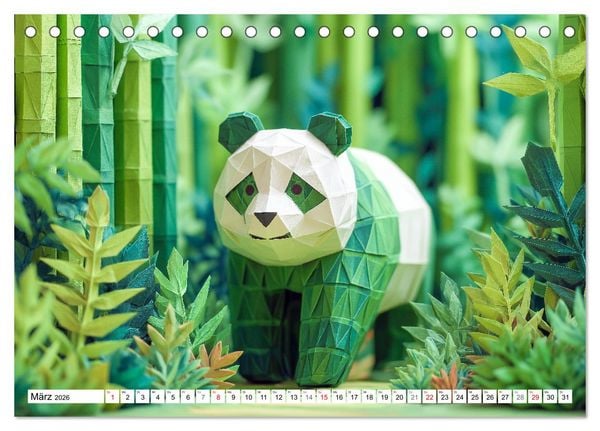 Produktbild: Origami Zoo - Bunter Tierkalender f&uuml;r Kinder und Familien (Tischkalender 2026 DIN A5 quer), CALVENDO Monatskalender