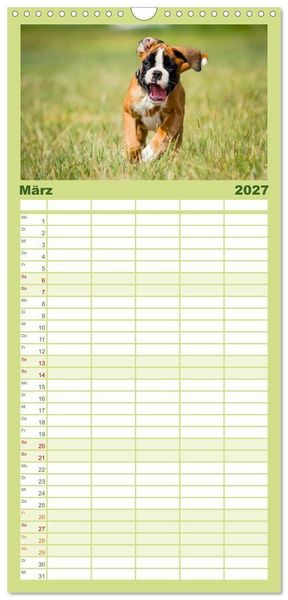 Produktbild: Familienplaner 2027 - Wenn ich gro&szlig; bin werd' ich Boxer mit 5 Spalten (Wandkalender, 21 x 45 cm) CALVENDO