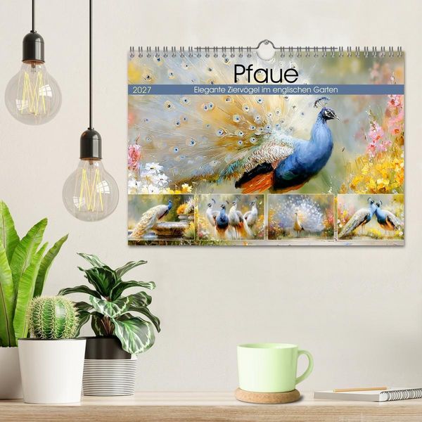 Produktbild: Pfaue. Elegante Zierv&ouml;gel im englischen Garten (Wandkalender 2027 DIN A4 quer), CALVENDO Monatskalender