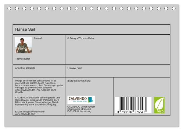 Produktbild: Hanse Sail (Tischkalender 2026 DIN A5 quer), CALVENDO Monatskalender