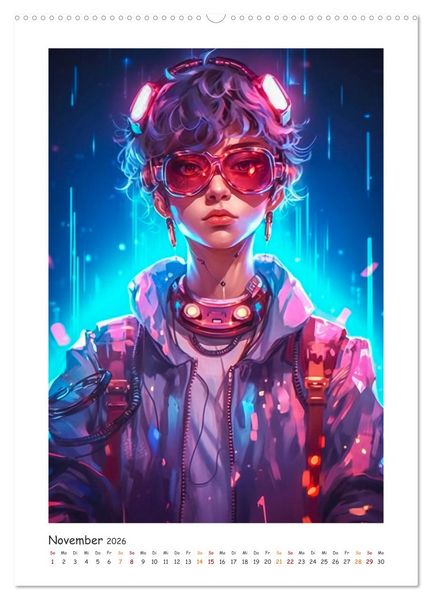 Produktbild: Coole Cyber Girls (Wandkalender 2026 DIN A2 hoch), CALVENDO Monatskalender