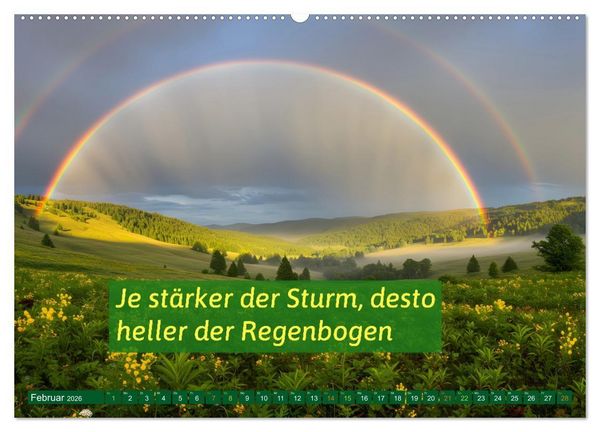 Produktbild: Regenmomente &ndash; Spr&uuml;che f&uuml;r graue Tage (hochwertiger Premium Wandkalender 2026 DIN A2 quer), Kunstdruck in Hochglanz