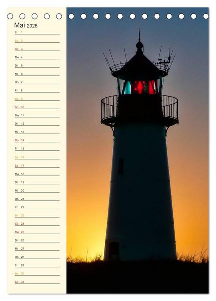Produktbild: Deutsche Leuchtt&uuml;rme - maritimer Geburtstagsplaner (Tischkalender 2026 DIN A5 hoch), CALVENDO Monatskalender