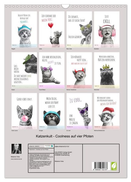 Produktbild: Katzenkult - Coolness auf vier Pfoten (Wandkalender 2026 DIN A3 hoch), CALVENDO Monatskalender