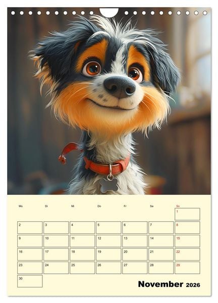 Produktbild: Entz&uuml;ckende Hunde. Liebliche Cartoons zum Schmunzeln (Wandkalender 2026 DIN A4 hoch), CALVENDO Monatskalender
