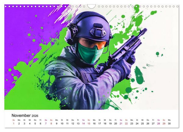 Produktbild: Paintball cool (Wandkalender 2026 DIN A3 quer), CALVENDO Monatskalender