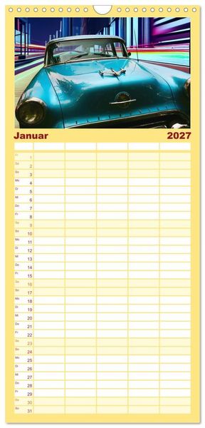 Produktbild: Familienplaner 2027 - US Classic Cars im Jet-Age mit 5 Spalten (Wandkalender, 21 x 45 cm) CALVENDO