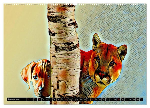 Produktbild: Rhodesian Ridgeback der Hund mit dem Tropfen L&ouml;wenblut (Wandkalender 2026 DIN A2 quer), CALVENDO Monatskalender