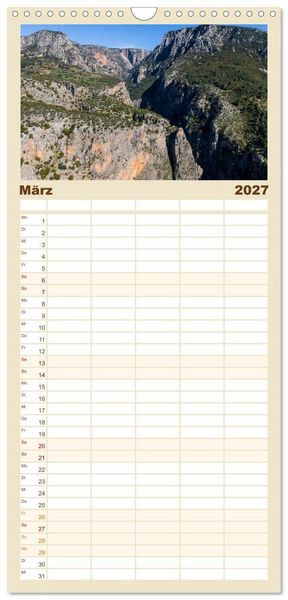 Produktbild: Familienplaner 2027 - Landschaften der T&uuml;rkei mit 5 Spalten (Wandkalender, 21 x 45 cm) CALVENDO