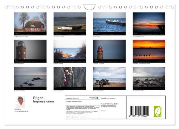 Produktbild: R&uuml;gen-Impressionen (Wandkalender 2026 DIN A4 quer), CALVENDO Monatskalender