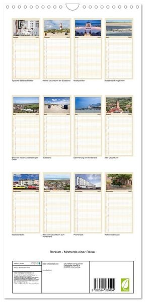 Produktbild: Familienplaner 2027 - Borkum - Momente einer Reise mit 5 Spalten (Wandkalender, 21 x 45 cm) CALVENDO