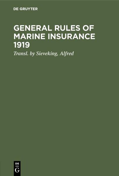 Produktbild: General rules of marine insurance 1919