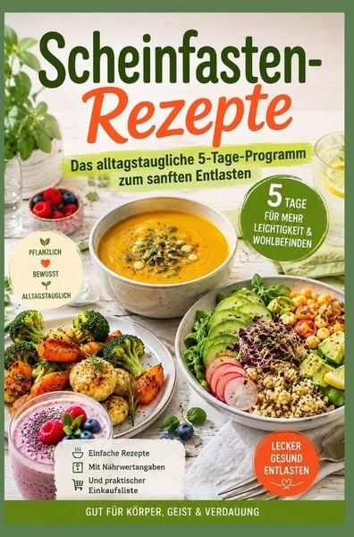 Produktbild: Scheinfasten Rezepte Das alltagstaugliche 5-Tage-Programm zum sanften Entlasten - einfache Rezepte mit N&auml;hrwertangaben und Einkaufslisten