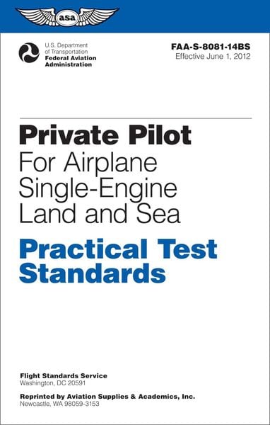 Produktbild: Private Pilot Practical Test Standards for Airplane Single-Engine Land and Sea (PDF eBook)