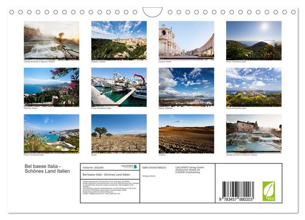 Produktbild: Bel baese Italia - Sch&ouml;nes Land Italien (Wandkalender 2026 DIN A4 quer), CALVENDO Monatskalender