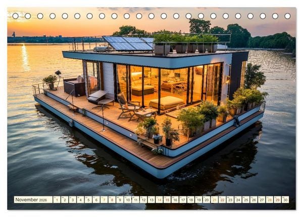 Produktbild: Hausboote Wohn Fantasien (Tischkalender 2026 DIN A5 quer), CALVENDO Monatskalender