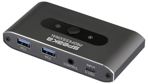 Produktbild: SpeaKa Professional 2 Port USB 3.2 Gen 1-Umschalter (USB 3.0) Grau