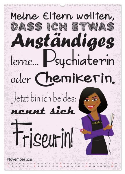 Produktbild: Haarige Friseurspr&uuml;che (hochwertiger Premium Wandkalender 2026 DIN A2 hoch), Kunstdruck in Hochglanz