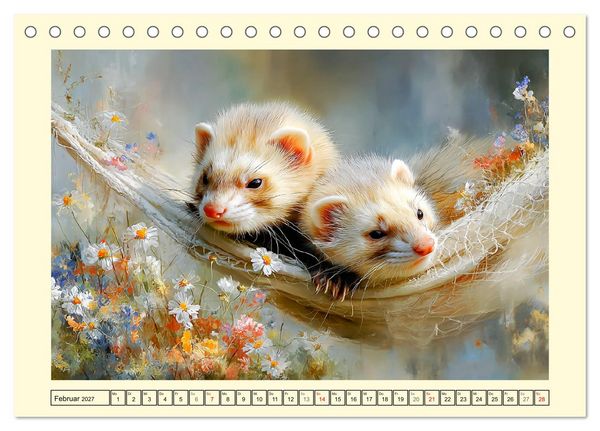 Produktbild: Frettchen. Kleine Wusel im Cottage-Garten (Tischkalender 2027 DIN A5 quer), CALVENDO Monatskalender