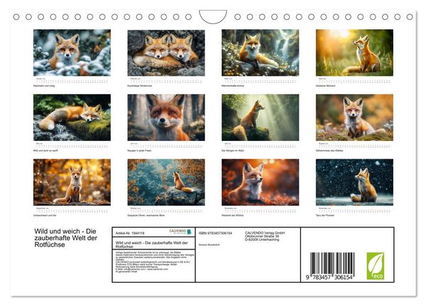 Produktbild: Wild und weich - Die zauberhafte Welt der Rotf&uuml;chse (Wandkalender 2026 DIN A4 quer), CALVENDO Monatskalender
