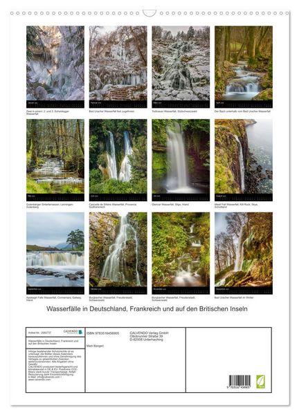 Produktbild: Wasserf&auml;lle in Deutschland, Frankreich und auf den Britischen Inseln (Wandkalender 2026 DIN A2 hoch), CALVENDO Monatskalender