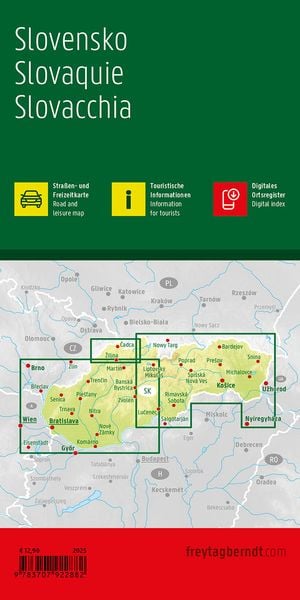 Slowakei, Straßen- und Freizeitkarte 1:200.000, freytag & berndt