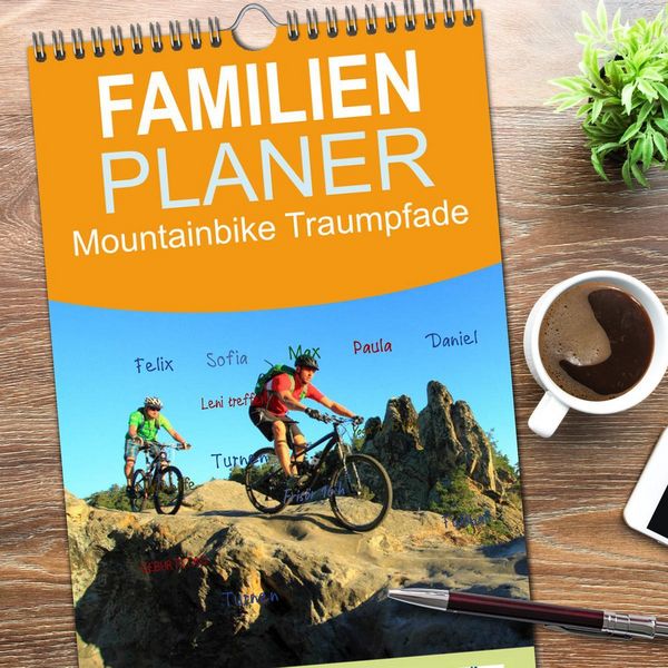 Produktbild: Familienplaner 2026 - Mountainbike Traumpfade mit 5 Spalten (Wandkalender, 21 x 45 cm) CALVENDO