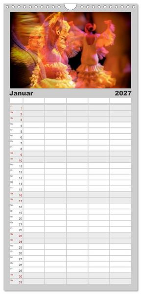 Produktbild: Familienplaner 2027 - Flamenco - Tanz der Leidenschaft mit 5 Spalten (Wandkalender, 21 x 45 cm) CALVENDO