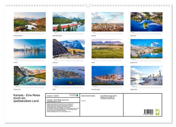 Produktbild: Kanada - Eine Reise durch ein spektakul&auml;res Land. (Wandkalender 2026 DIN A2 quer), CALVENDO Monatskalender