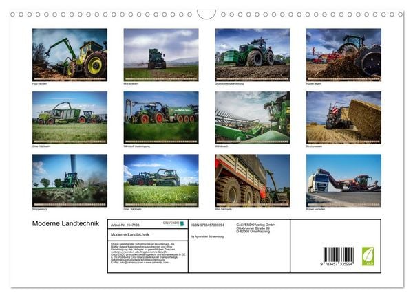 Produktbild: Moderne Landtechnik (Wandkalender 2026 DIN A3 quer), CALVENDO Monatskalender