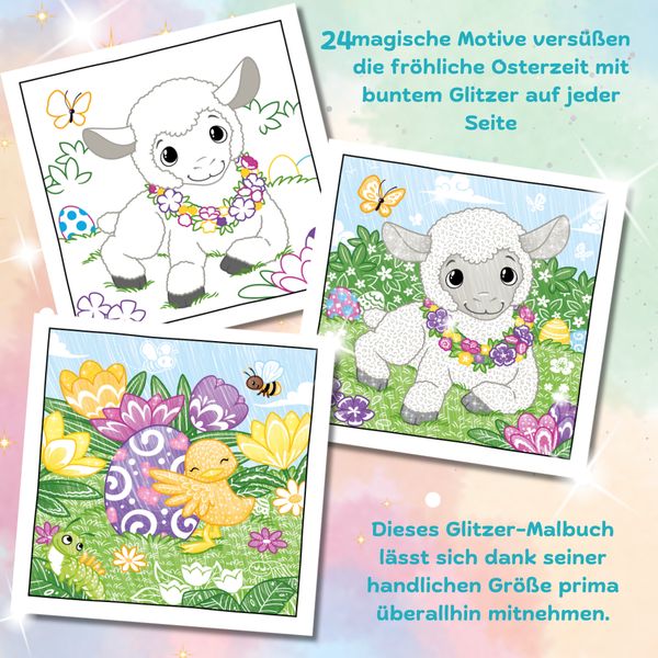 Produktbild: Glitzer Zauberpapier Malbuch Kunterbunte Ostern