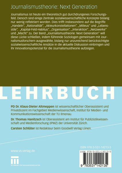 Produktbild: Journalismustheorie: Next Generation