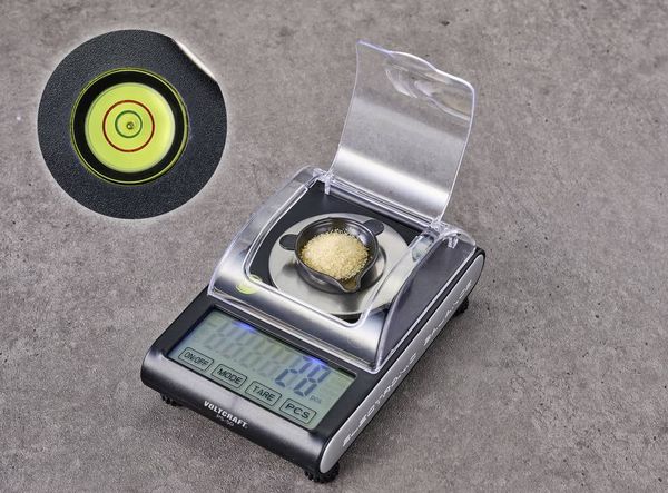 Produktbild: VOLTCRAFT PS-50 Pr&auml;zisionswaage W&auml;gebereich (max.) 50 g Ablesbarkeit 0.001 g batteriebetrieben, &uuml;ber USB Schwarz