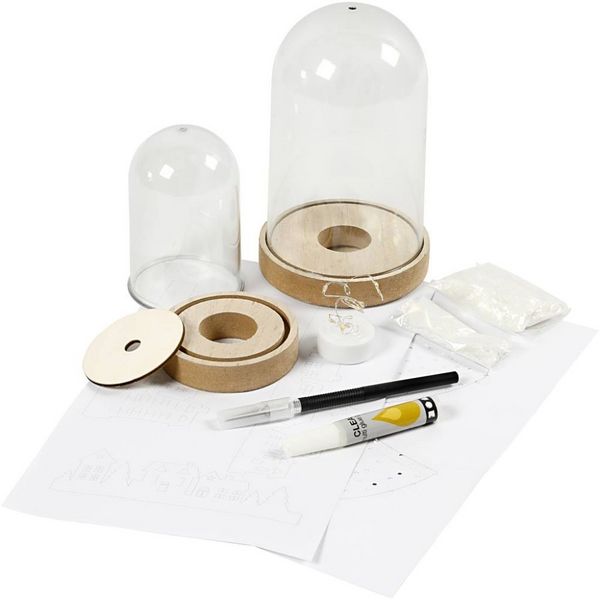 Produktbild: Creativ Company DIY Weihnachten Set, Dekoartikel unter Plastikglocken mit LED