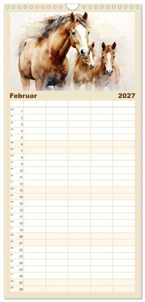 Produktbild: Familienplaner 2027 - Kraftpakete in Aquarell mit 5 Spalten (Wandkalender, 21 x 45 cm) CALVENDO