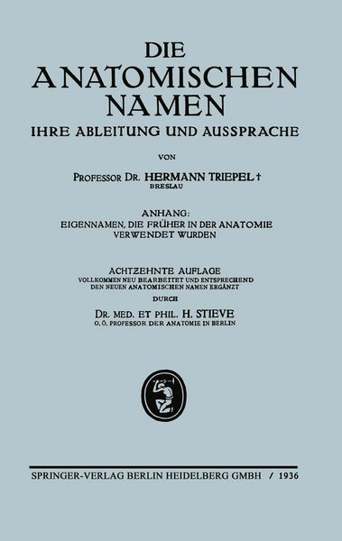 Produktbild: Die anatomischen Namen, ihre Ableitung und Aussprache