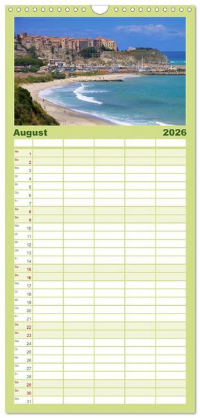 Produktbild: Familienplaner 2026 - Kalabrien mit 5 Spalten (Wandkalender, 21 x 45 cm) CALVENDO