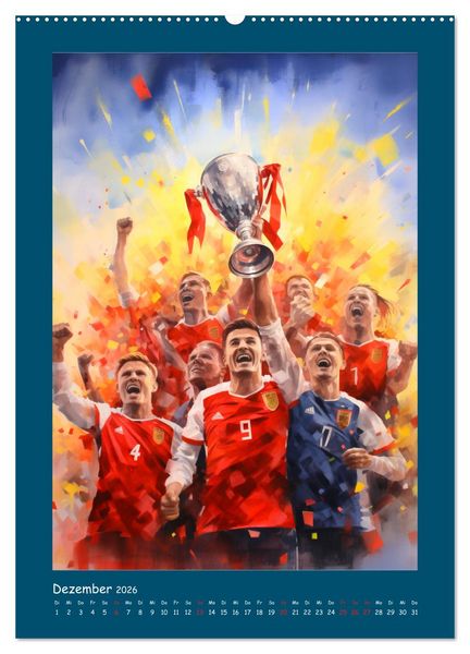 Produktbild: Leidenschaft Fussball. Stadionstimmung im Aquarellstil (Wandkalender 2026 DIN A2 hoch), CALVENDO Monatskalender