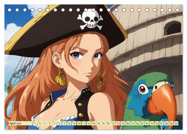 Produktbild: Anime Piraten - Waifu Edition (Tischkalender 2026 DIN A5 quer), CALVENDO Monatskalender