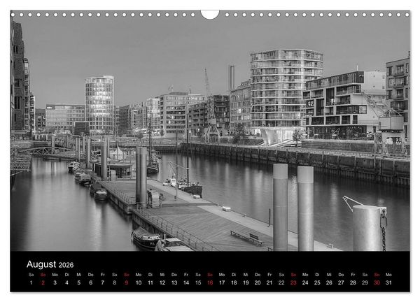 Produktbild: Hamburg monochrome Impressionen (Wandkalender 2026 DIN A3 quer), CALVENDO Monatskalender